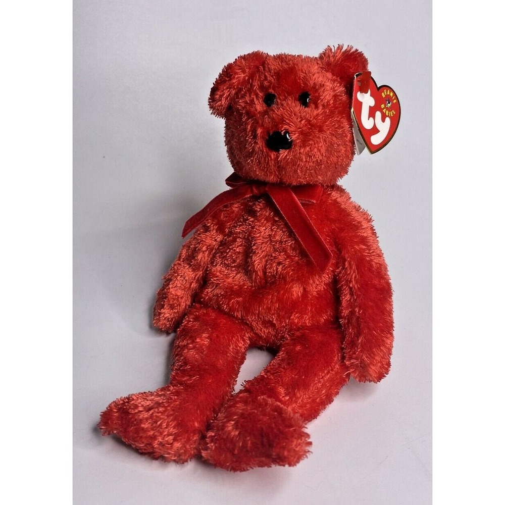2001 Ty Beanie Baby Sizzle Retired Red Teddy Bear Plush BB12